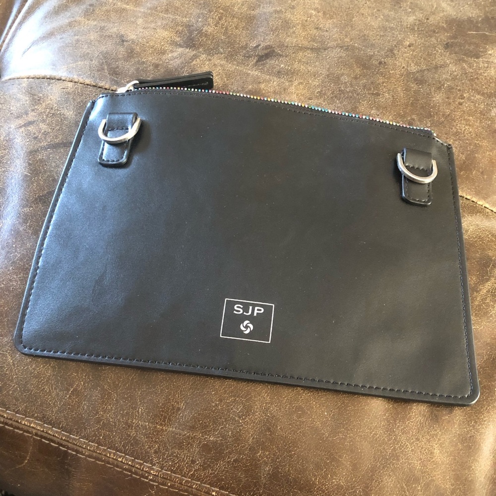 SJP by Sarah Jessica Parker Black Leather Wristlet Clutch